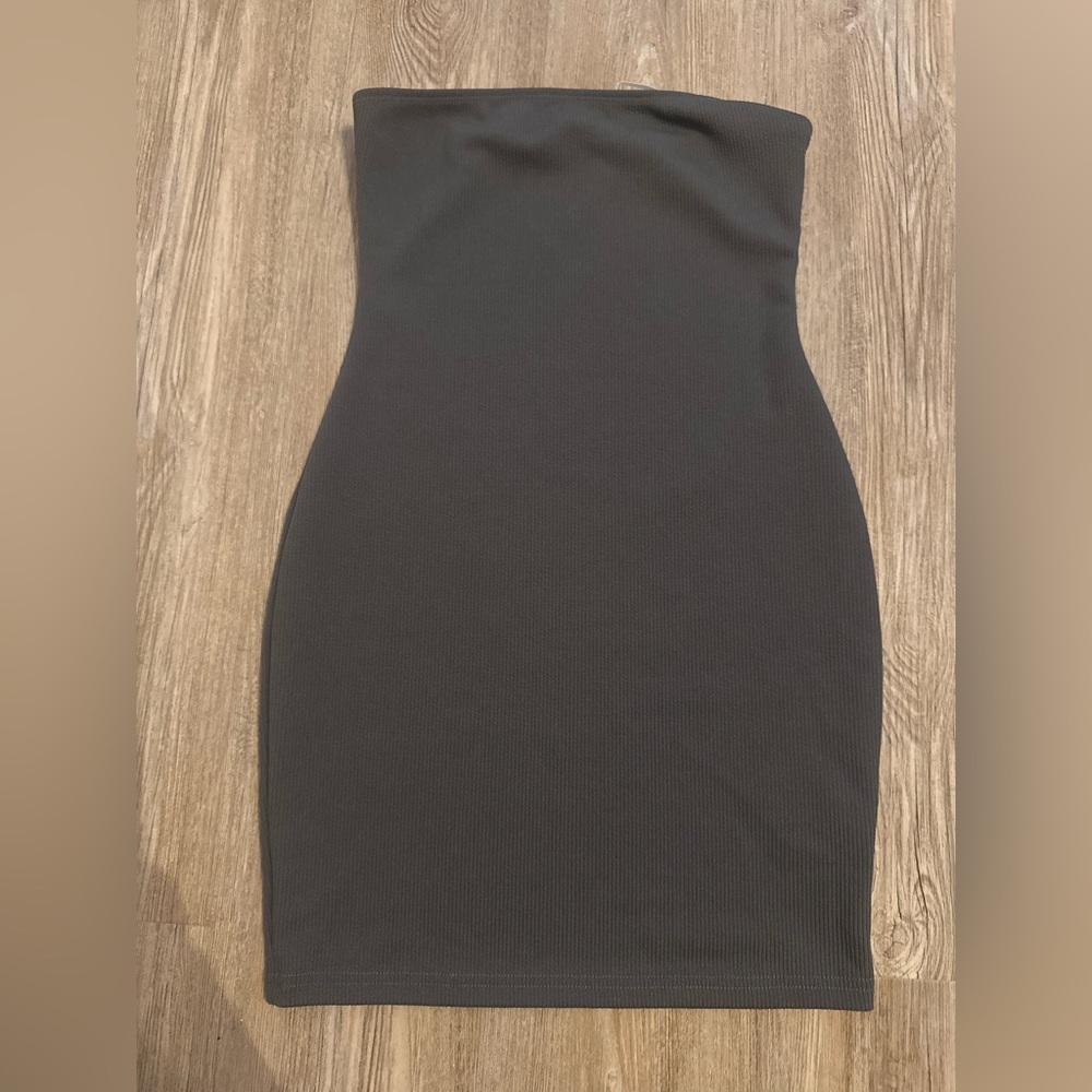 Classic Grey Bodycon Dress - Women's Sleek Ribbed Knit